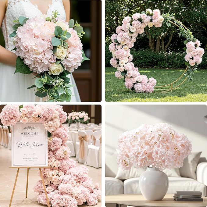 Auihiay 404Pcs Hydrangea Artificial Flowers Bulk, Faux Hydrangea Flowers | Pink - Image 5