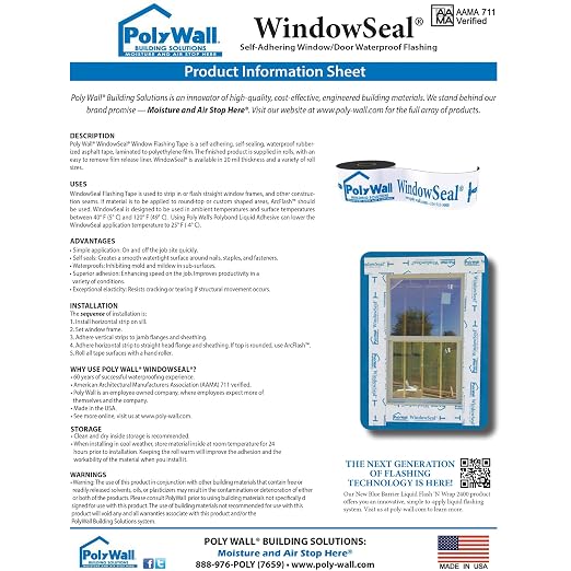 POLYGUARD WindowSeal Window and Door Flashing Tape, 12 in x 100 ft Roll - Image 7