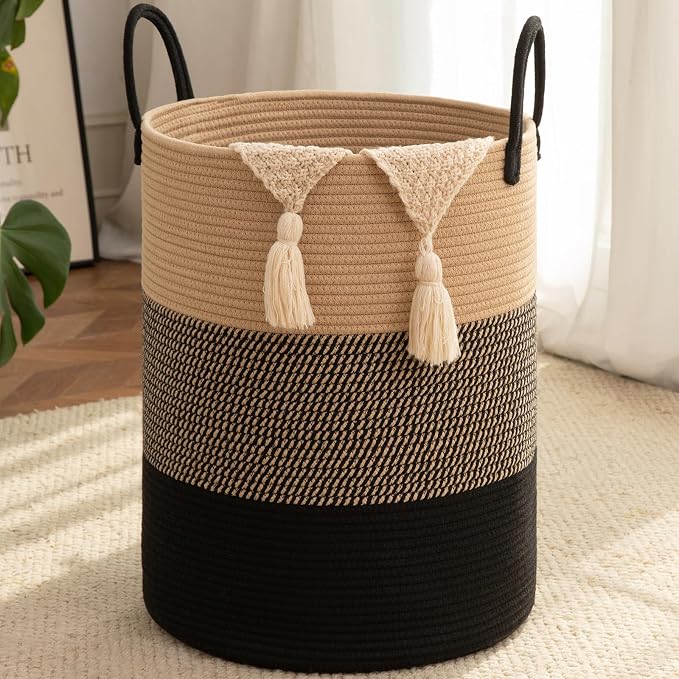OIAHOMY 100L Nursery Hamper Laundry Basket Laundry Hamper Yellow/Black | by MasterofSpaceOptimization