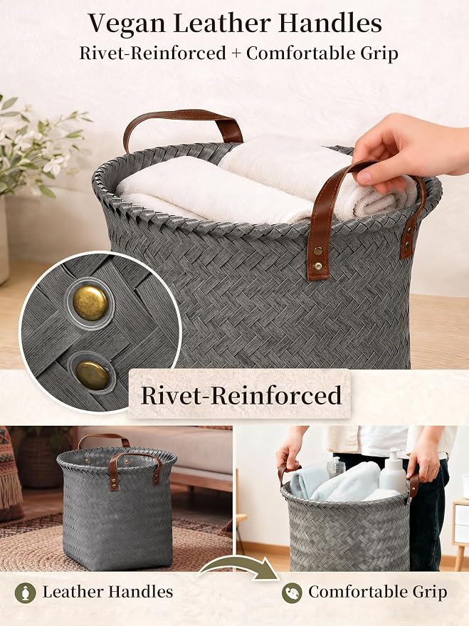 Wicker Storage Baskets, 4 Pack Woven Baskets - Image 5
