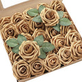 Artificial Flowers 25pcs Real Looking Antique Gold Foam Fake Roses by Floroom