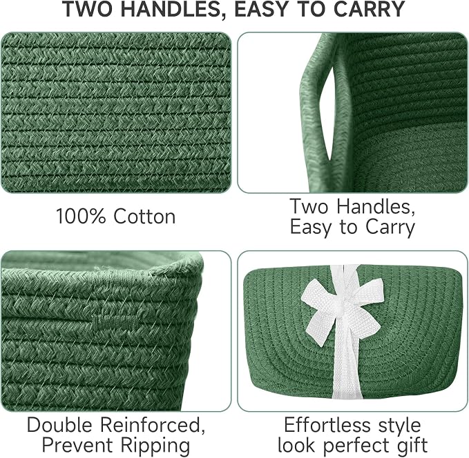 3 Pack Small Storage Baskets for Organizing, 11.8×7.8×5.1", Cotton Rope Basket - Image 6