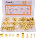168PCS Tube OD（1/4" 5/16" 3/8" 1/2" Brass Compression Sleeves Ferrules & Insert by Breezliy