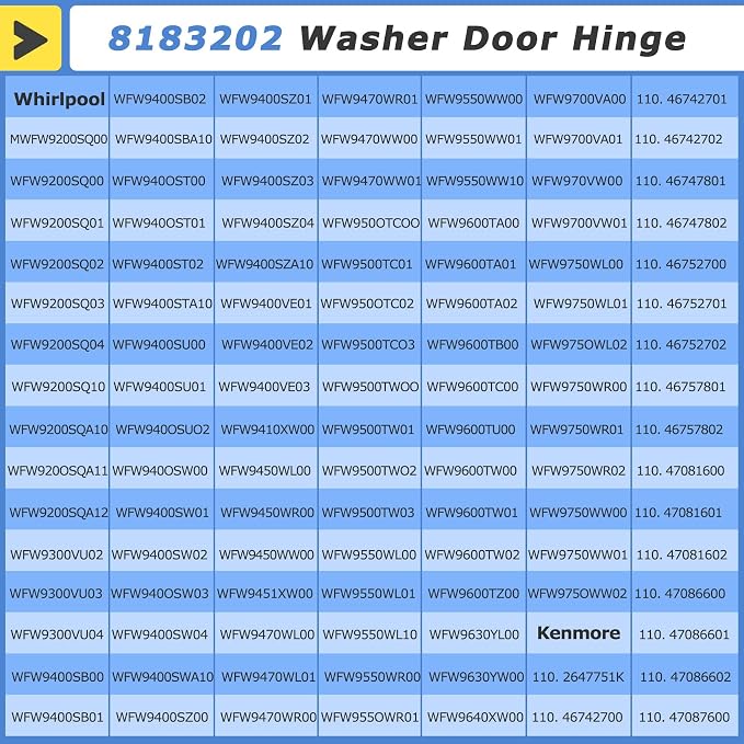 New WP8183202 Washer Door Hinge Replacement Washer Parts - Image 8