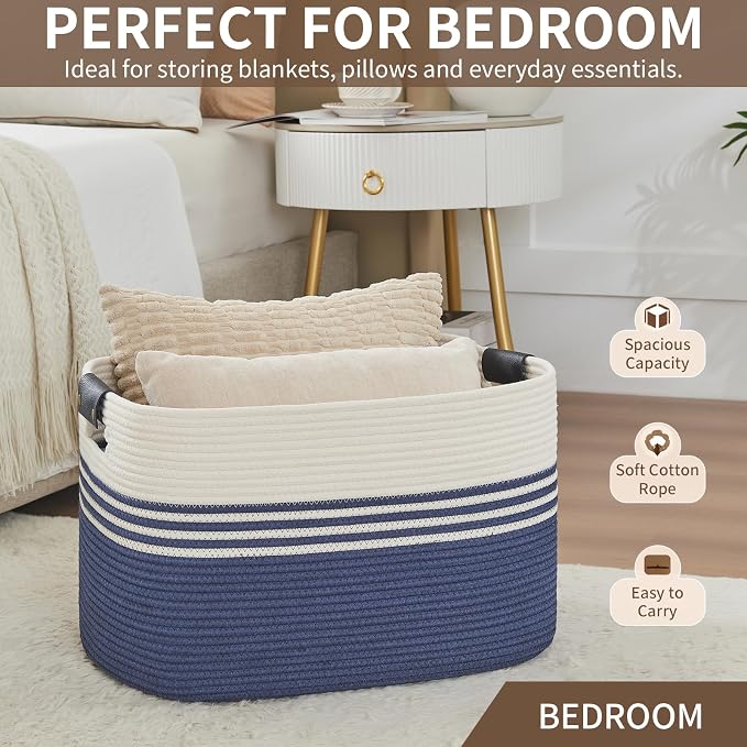 Laundry Hamper with Handles, 72L Rope Laundry Basket, toys and laundry in - Image 6