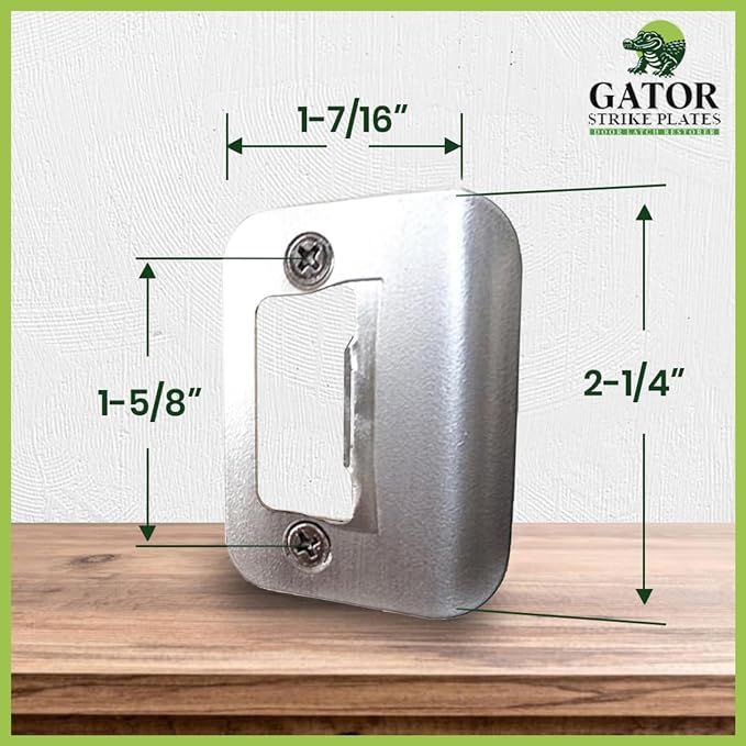 Gator Door Strike Plate 2-1/4" Latch Restorer, Satin Nickel, No Chiseling - Image 3