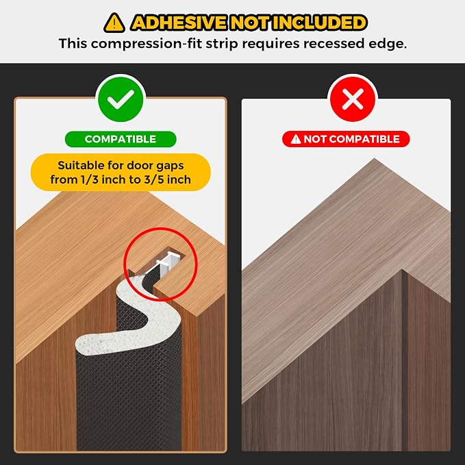 Ravinte Weather Stripping Door Seal, Q-Shaped Kerf Foam Strip, 60 FT - Image 2