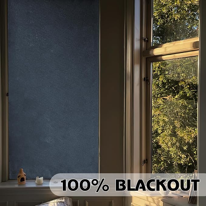 RYB HOME Linen Door Curtain 100% Blackout French Door Blinds - Image 3