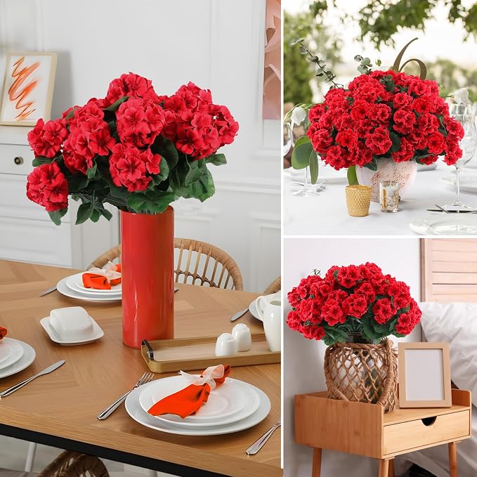 Hananona 12 Pcs Artificial Geranium Flowers - Image 6
