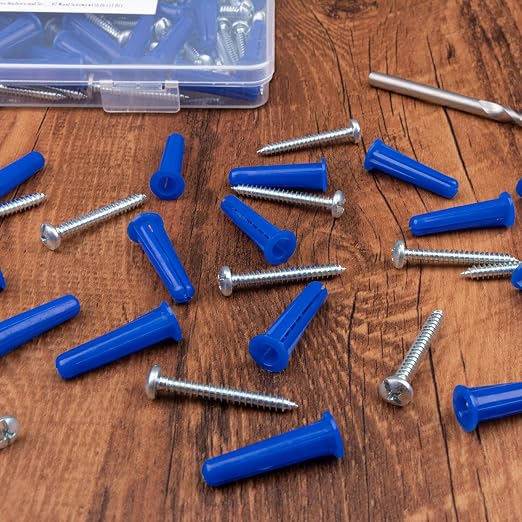 #12-16 Wall Anchors and Screws Kit, 67 Plastic Concrete Anchors and 67 Wood - Image 3