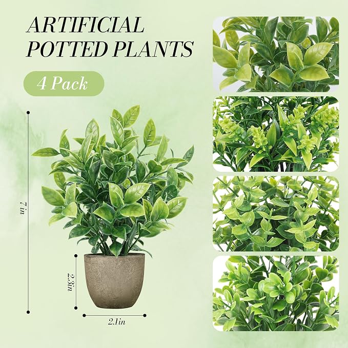 Der Rose 4 Pack Artificial Plants Indoor Fake Plants - Image 3