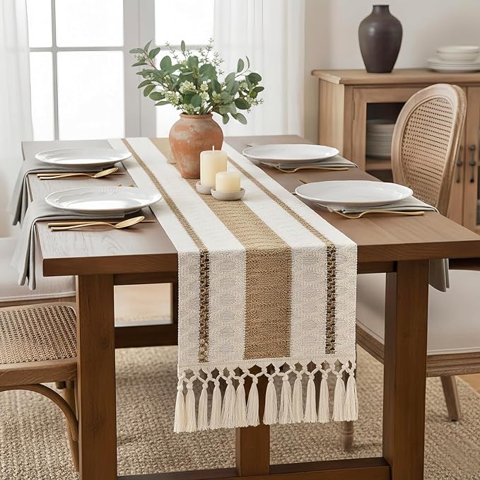 Boho Table Runner with Tassels 12x60 Inch - Image 3