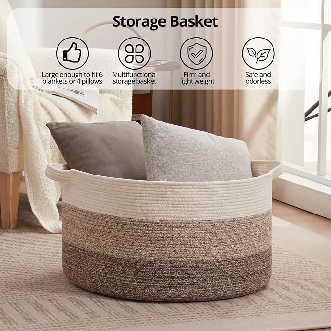 OIAHOMY 105L Extra Large Blanket Basket - Image 6
