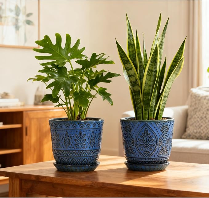 Gepege Ceramic Plant Pots, 6 Inch Indoor Planters - Image 5