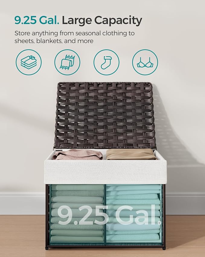 SONGMICS Storage Basket with Lid, Woven Blanket Storage Bin with Handles - Image 7
