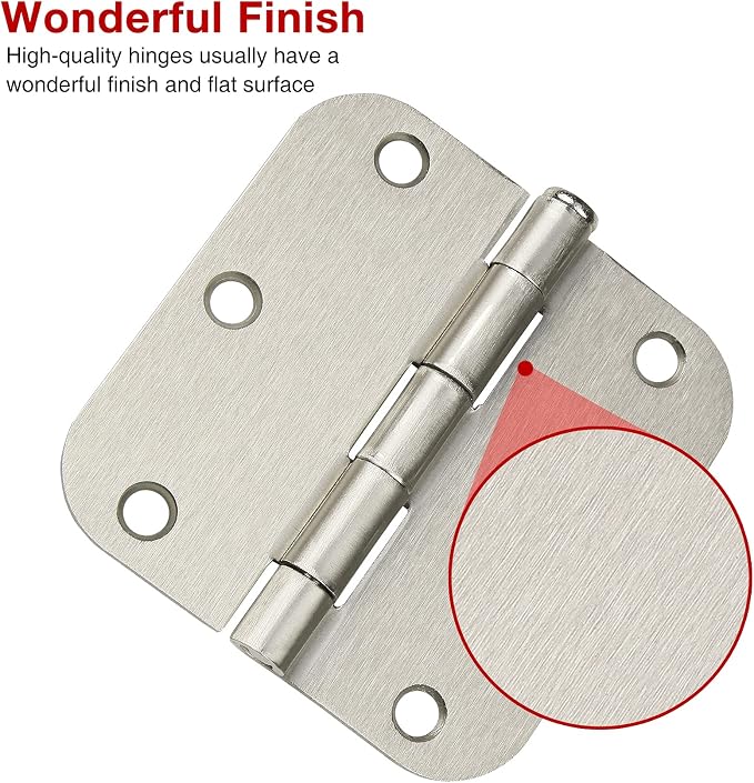 TDCHINGES Rounded Satin Door Hinges Brushed Nickel 3.5 Inch 5/8" Radius DIY | - Image 3