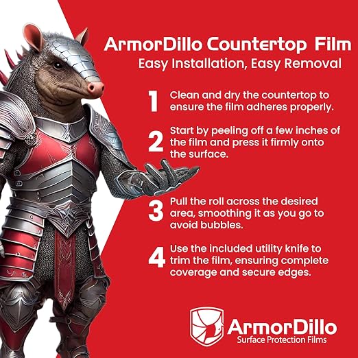 ArmorDillo Countertop Protection Film w Free Knife. Clear Self Adhesive Surface - Image 6