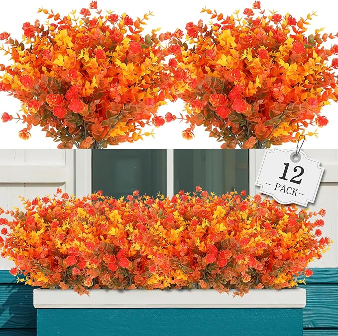 AGIRL Artificial Fall Flowers Fake Mums Outdoor, Faux Plant Porch Decor Home | by AGIRL