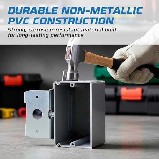 1-Gang Adjustable PVC Electrical Outlet Box 21 Cu in. PVC Junction Box - Image 4