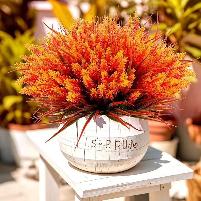 Geegoods 48 Bundles Artificial Fall Lavender Flowers Outdoor, Autumn-Orange | - Image 5