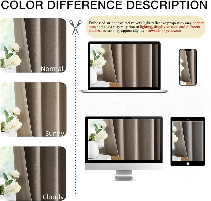 Kayne Studio Mocha Tan Velvet Pinch Pleated Back Tab Curtains 90 Inch Long | - Image 8