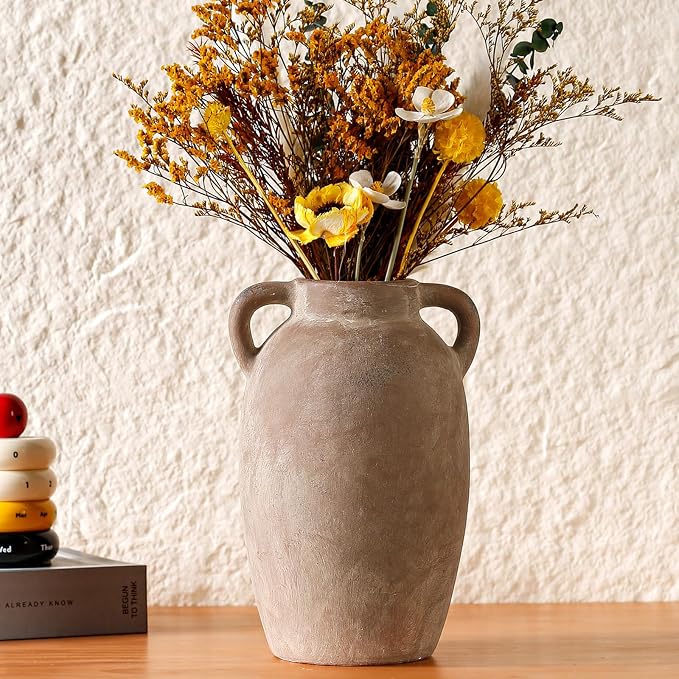 Brown Ceramic Vase-Boho Decorative Vase, Terracotta Tall Vases Decorative by kogxscej