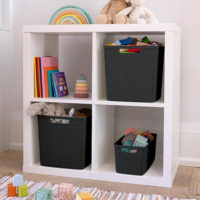 Curver Set of 4 Large Cube 17L Jute Decorative Plastic Organization and Storage - Image 6