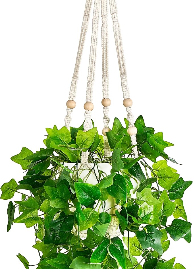 Dahey Fake Hanging Plant Macrame Hanger Potted Vines Indoor Decor, 1 Pack | No - Image 4