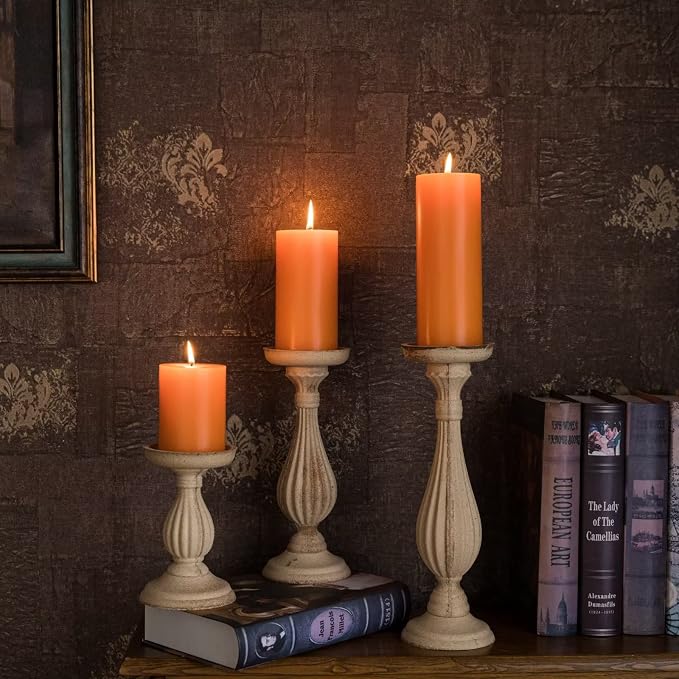MOZEAL 3" x 4" Hand-Poured Unscented Candle, Dripless Pillar Candle Set of 3 - Image 6