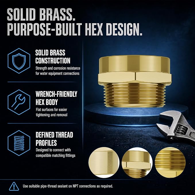 1-1/2" NPT Female x 1-1/2" NST/NH Male Fire Hose Adapter | Solid brass - Image 4
