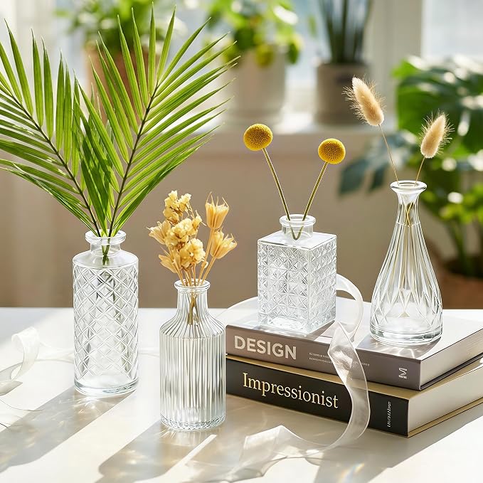12 Pcs Clear Bud Vases Set, Small Vintage Glass Clear Bud Flower Vases Bulk - Image 3