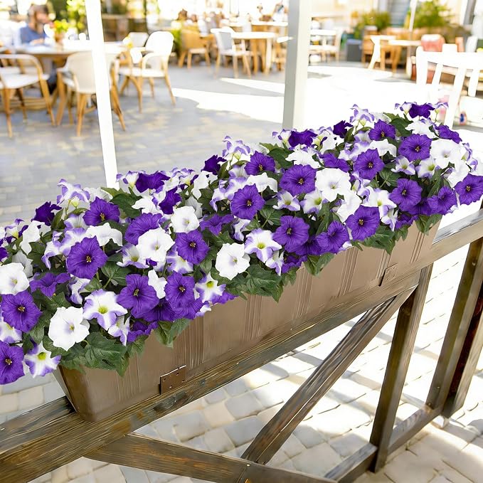 Artificial Flowers for Outdoors, Faux Petunias Spring Summer Decoration - Image 6