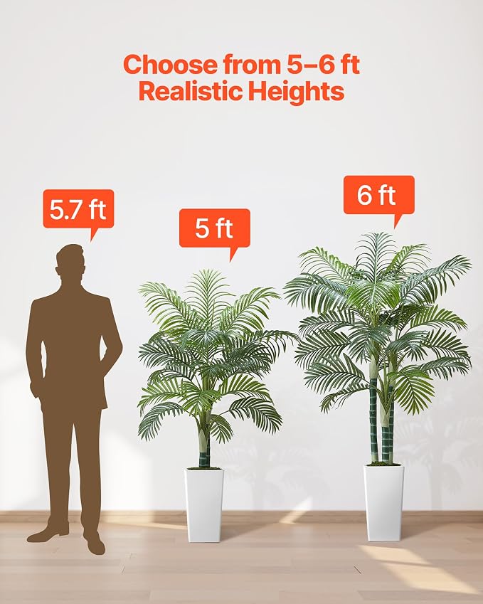 VEVOR Artificial Areca Palm Tree 5 ft, Fake Palm Tropical Plants - Image 6