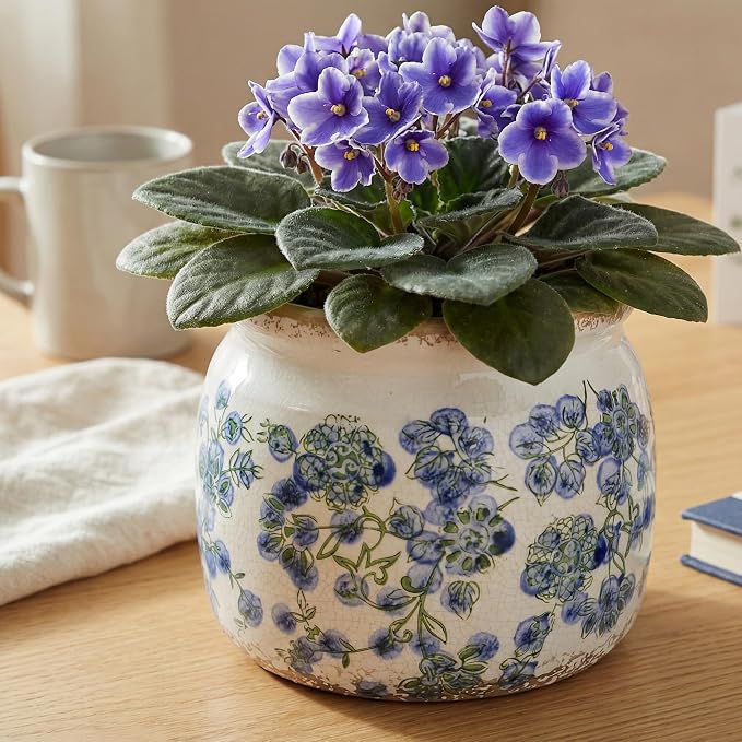 Vintage Cottage Ceramic Planters, French Flower Pot & Vase - Image 6