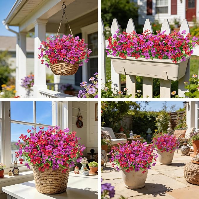 16 Pcs Artificial Flowers for Outdoors Decoration, silk flowers, faux plastic - Image 6