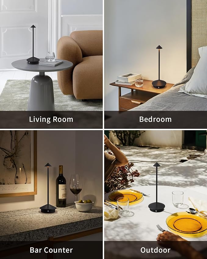 Modern Cordless Table Lamp Set of 2, Rechargeable, Battery Operated Lighting - Image 6