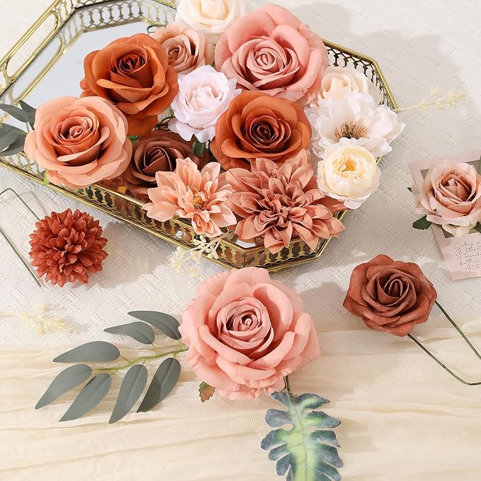 Artificial Flowers Fake Rose Flowers Dahlia - Image 7