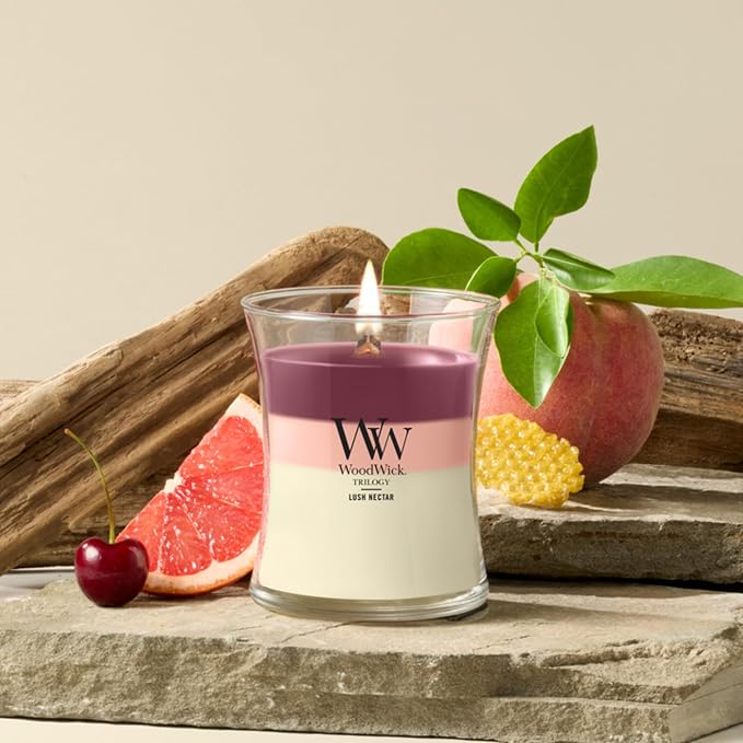 Woodwick Lush Nectar Trilogy Medium Hourglass Candle - Image 2