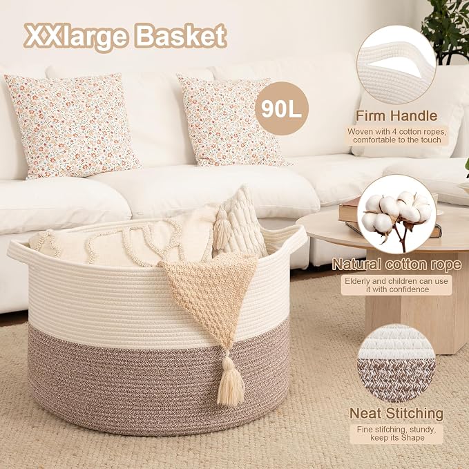 OIAHOMY 90L XXXLarge Blanket Basket - Image 4