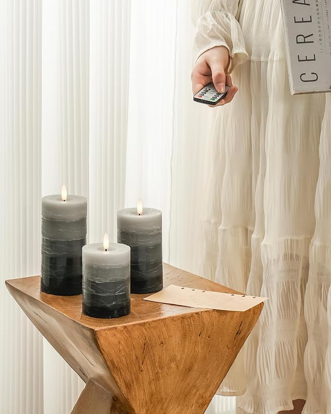 Stmarry Distressed Gradient Gray Flameless Candles - Image 6