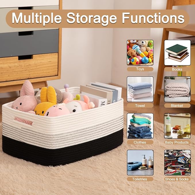 OIASKET Large Storage Basket for Organizing, Woven Rope Basket for Shelves - Image 3