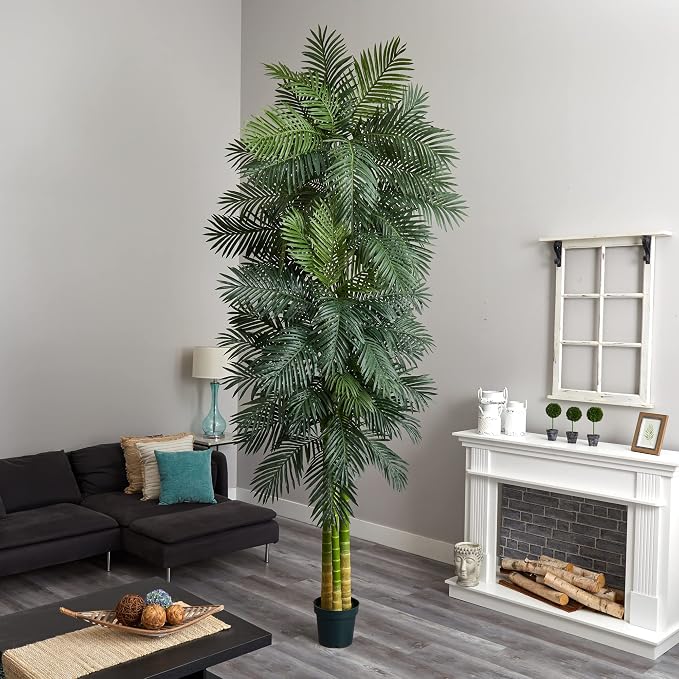 Nearly Natural 10ft. Triple Stalk Golden Cane Artificial Palm Tree - Image 3