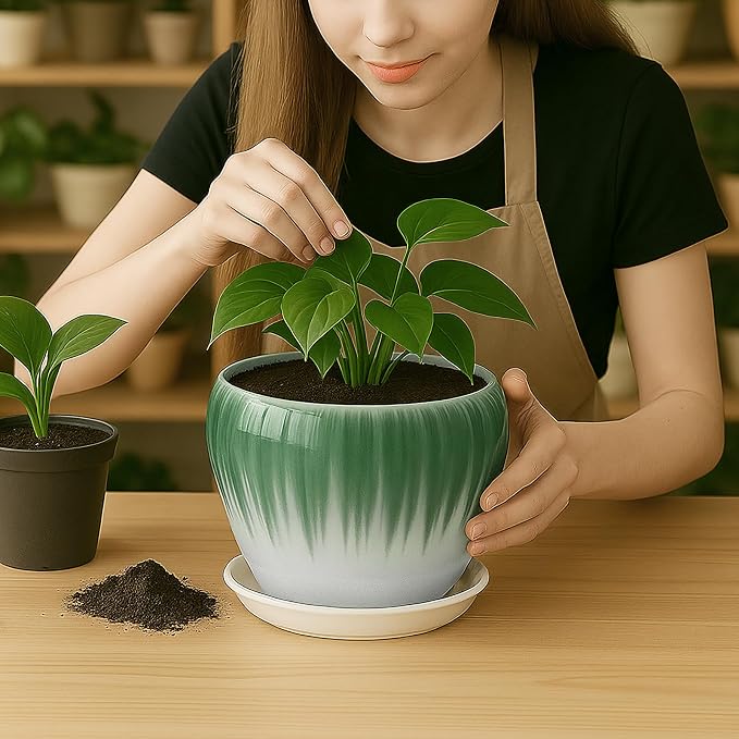 Deep Dream 8 Inch Plant Pots- Ceramic Pots - Image 6