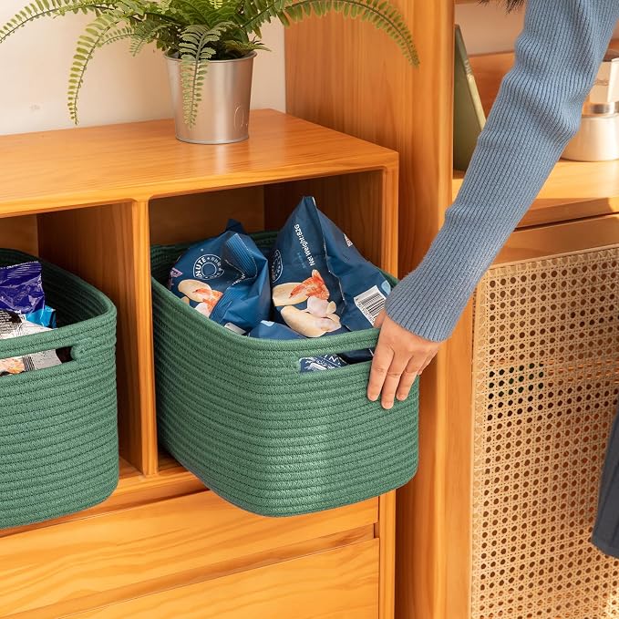 OIAHOMY 4 Pack Storage Baskets for Organizing 15L Cube Storage Bins Green | - Image 4