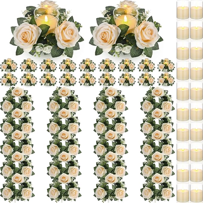 Yunlly 20 Pcs Rose Candle Rings by Yunlly