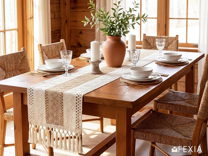 Boho Table Runner 12x72 for Fall Home Decor Tassels Dresser Runner | 72 Inches - Image 5