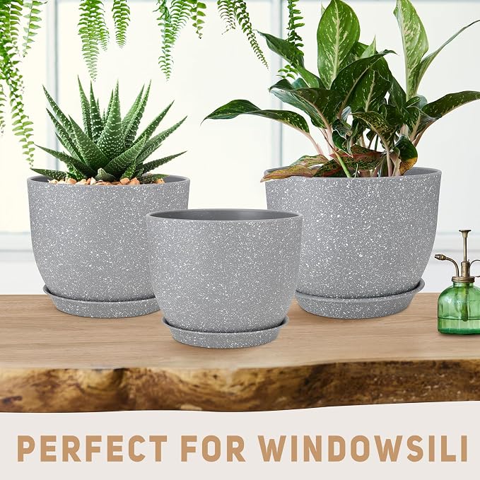 YNNICO Plant Pots 12/10/9 inch Set of 3, Flower Pots - Image 5