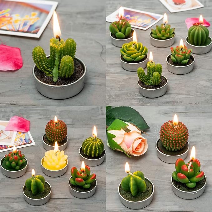 Handmade Cactus Tealight Candles | Succulent Cactus Tea Light Candles - Image 4