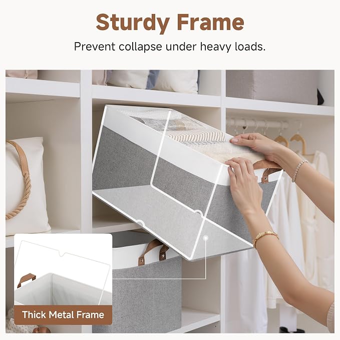 StorageWorks Fabric Storage Bins, Extra Large, Metal Frame, Collapsible - Image 4