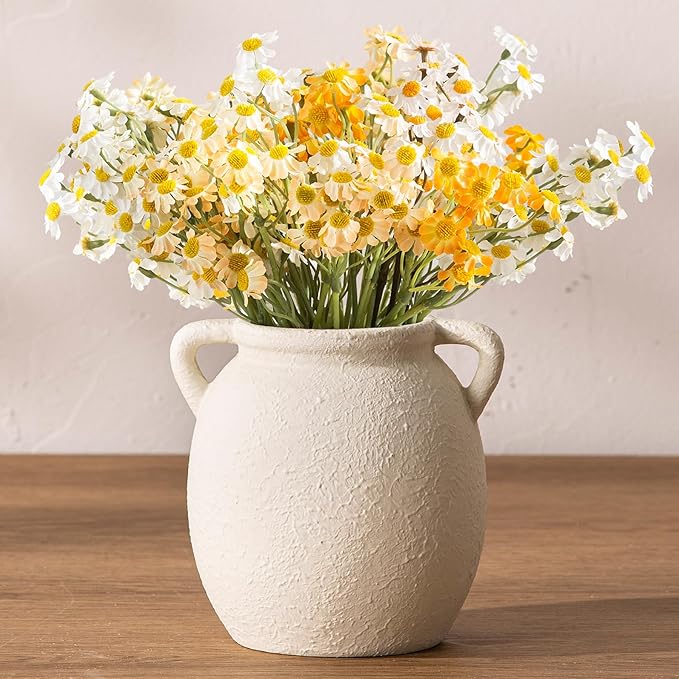 Dobbyby Ceramic Flower Small Vase 6 inch Farmhouse Rustic Vase Decorative by Dobbyby